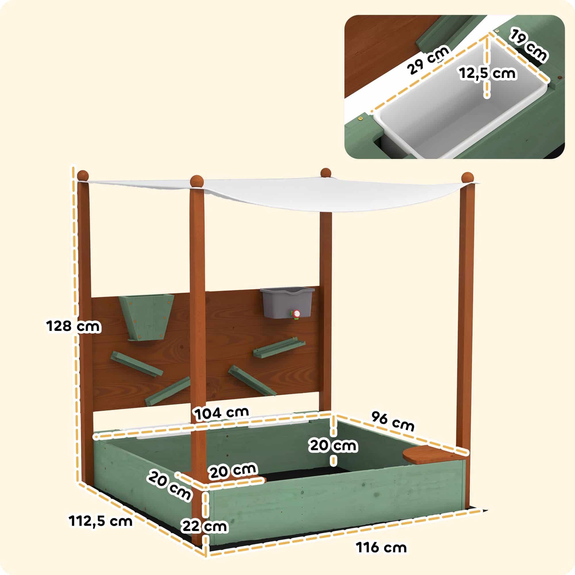 4goodz Zandbak met Zonnedak en met 2 Opslagbakken 4goodz Zandbak met Zonnedak en met 2 Opslagbakken