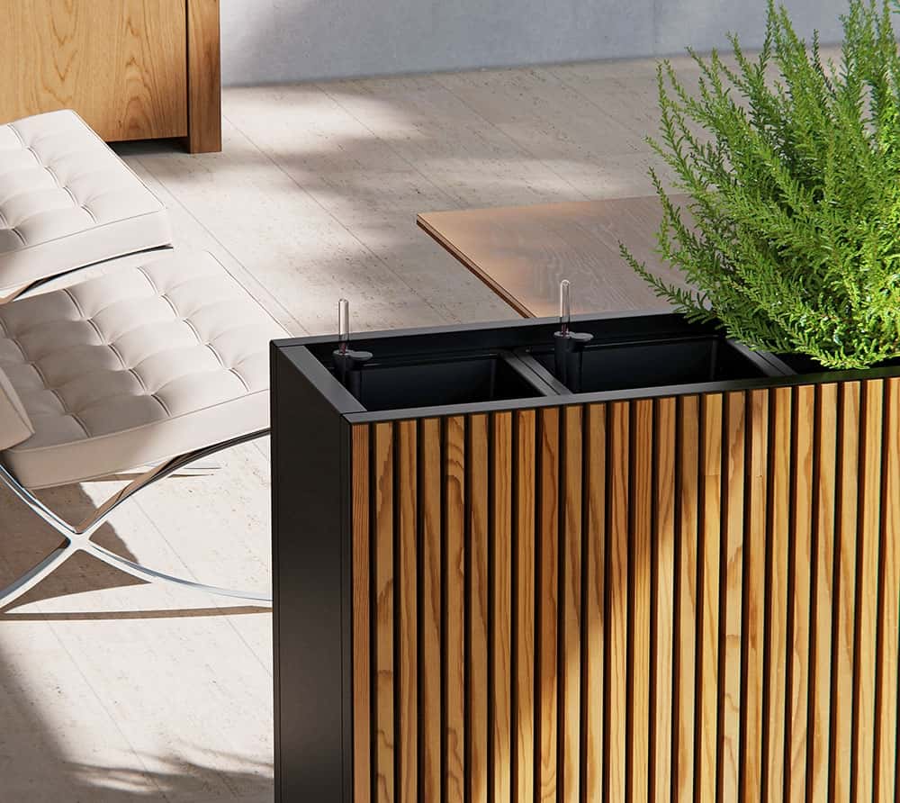 Herstera Garden Plantenbak Cube XL - 120x40x80 cm - Antraciet/Houtlook