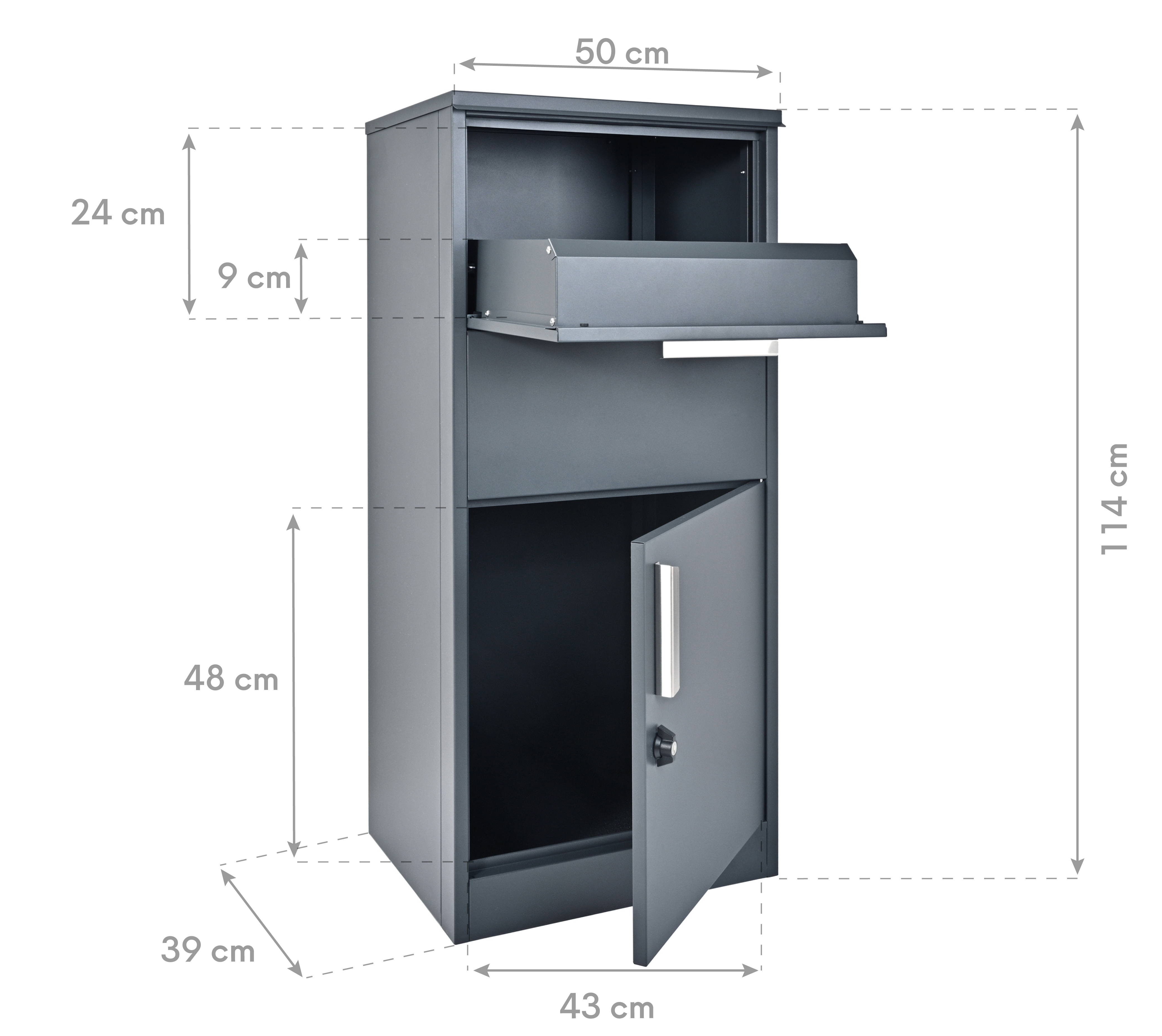 Westmann Pakketbrievenbus Pepe - Pakketbox 50x39x114 cm - Antraciet