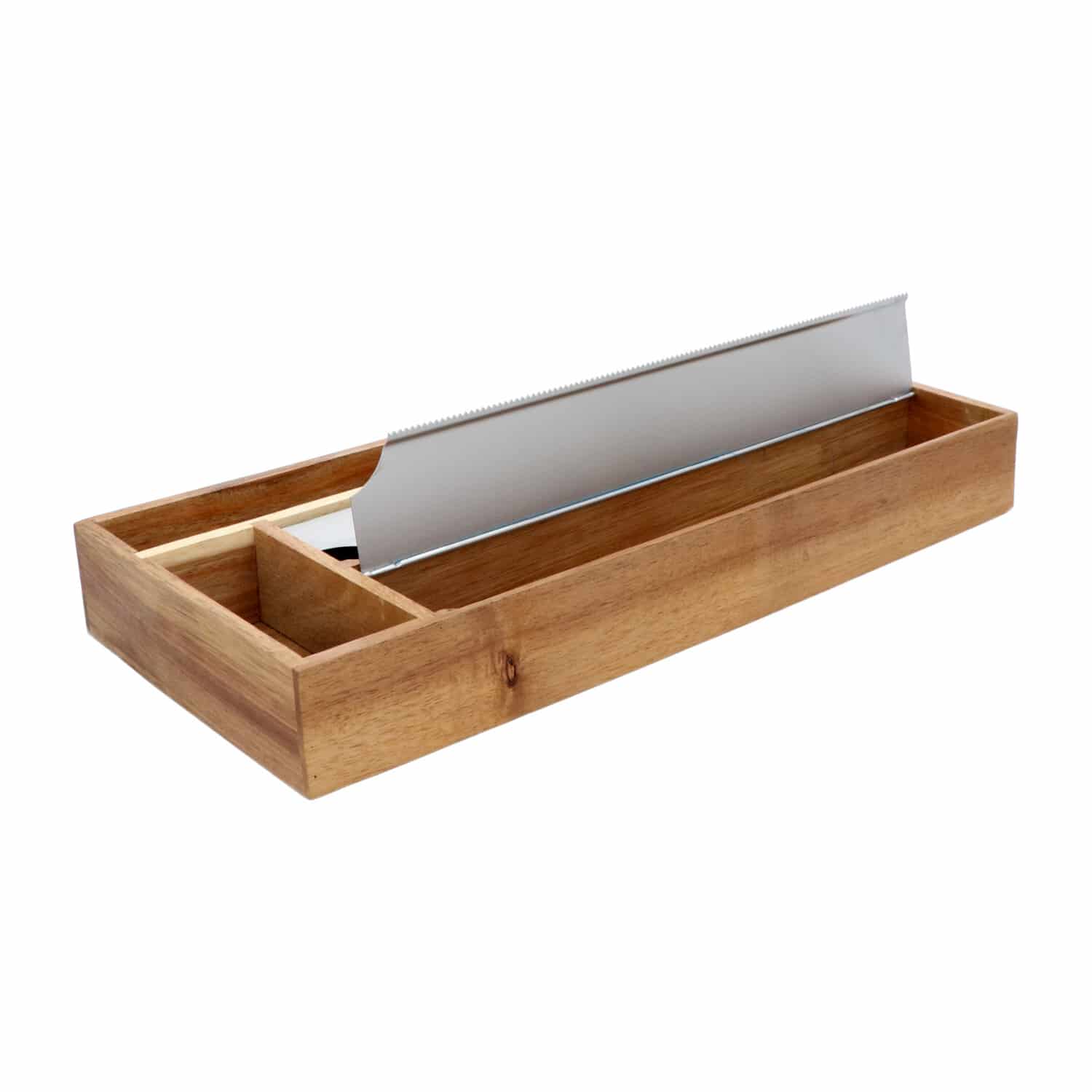 4goodz Acaciahout Keukenrolhouder met RVS afscheurplaten - 42x19x5 cm