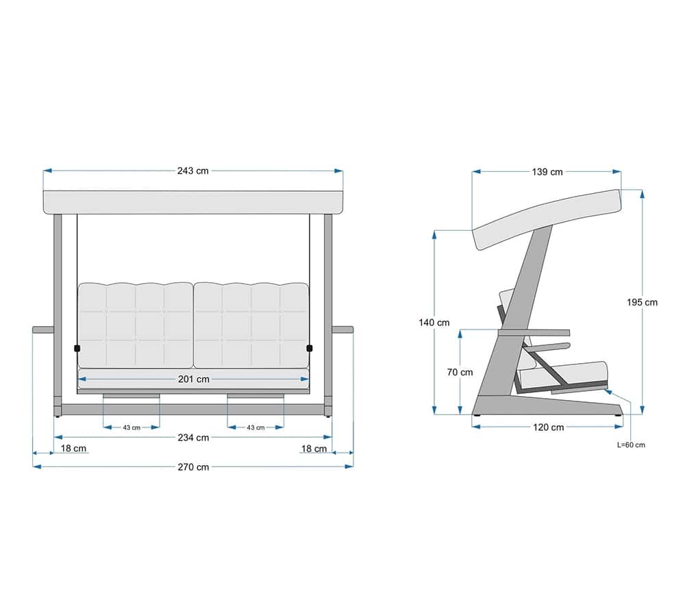 Westmann 4-persoons Houten Verandaschommel Luna 2600 - Creme Westmann 4-persoons Houten Verandaschommel Luna 2600 - Creme