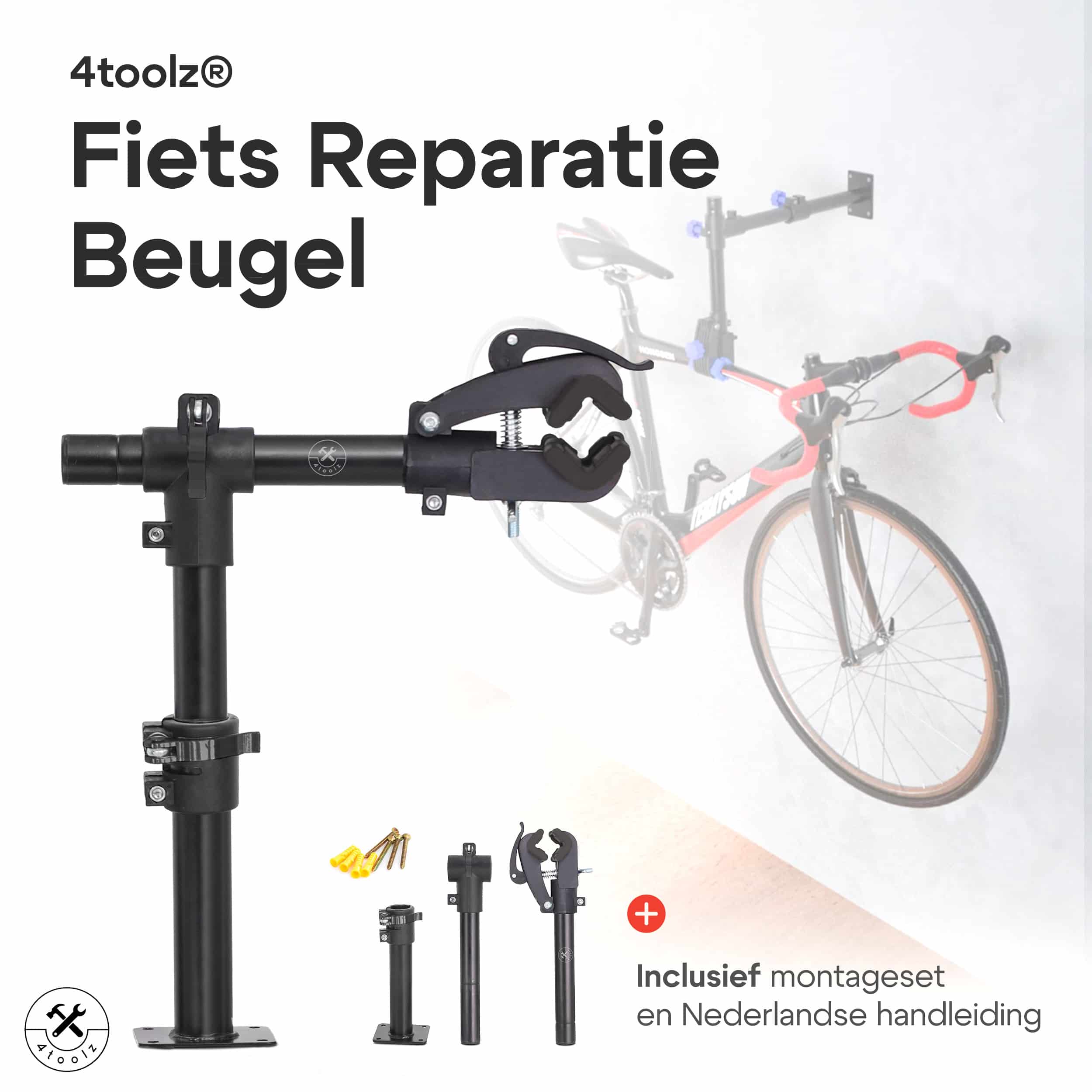 4toolz® Fiets Reparatie Beugel voor wand of werkbank - fiets montagestandaard 360⁰ Verstelbaar