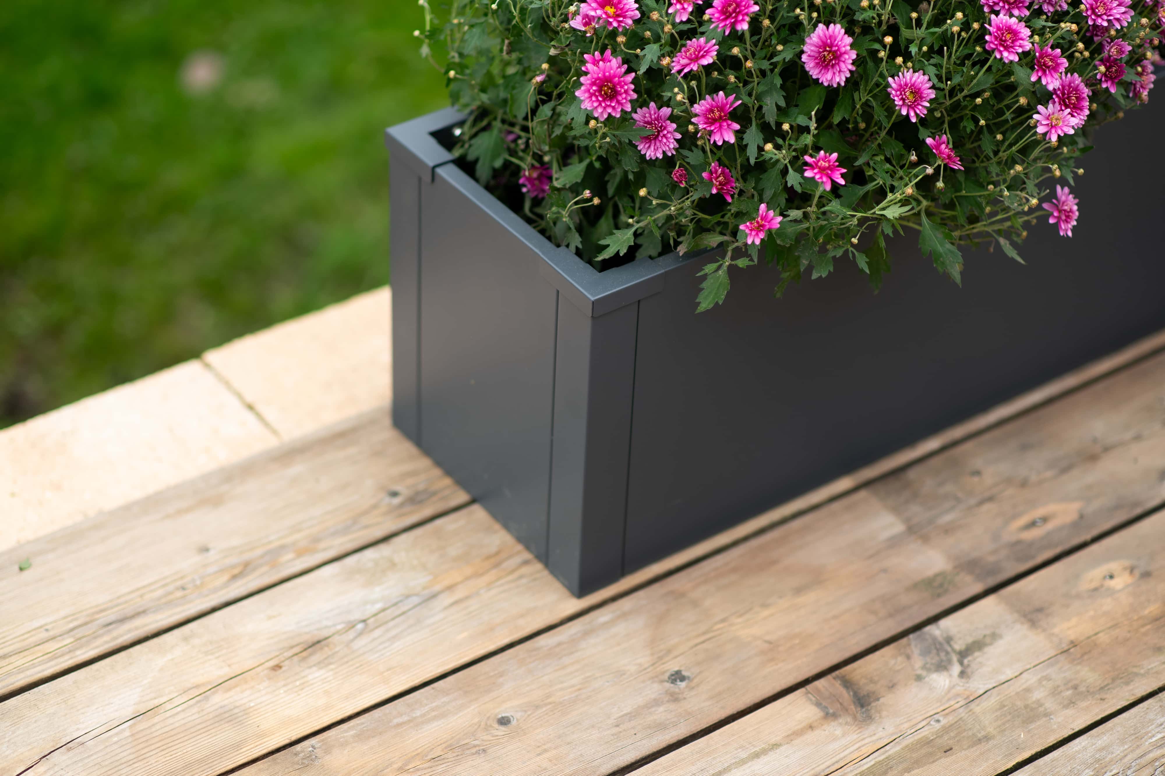 Westmann Talus M - Metalen Plantenbak met bodem 100x25x27 cm - Antraciet