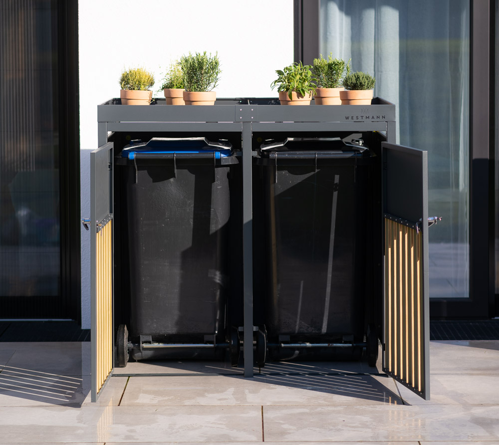 Westmann Containerombouw 2x240 ltr - Afneembare Plantenbak - Houtlook