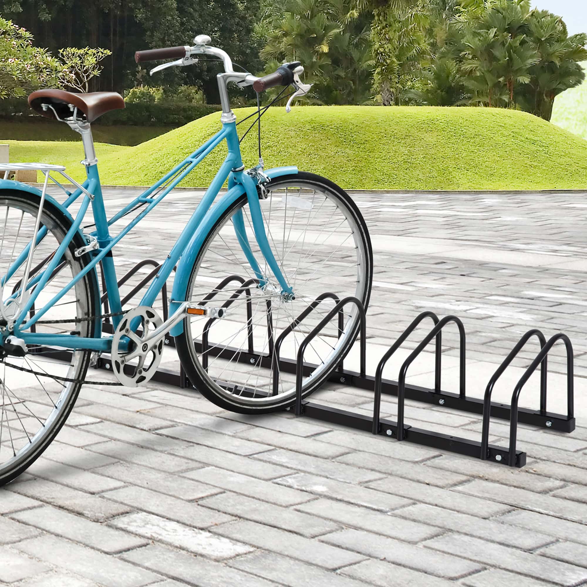 Fietsenrek voor 6 Fietsen Staal - Wand of Vloermontage 33x179x27 cm - Zwart
