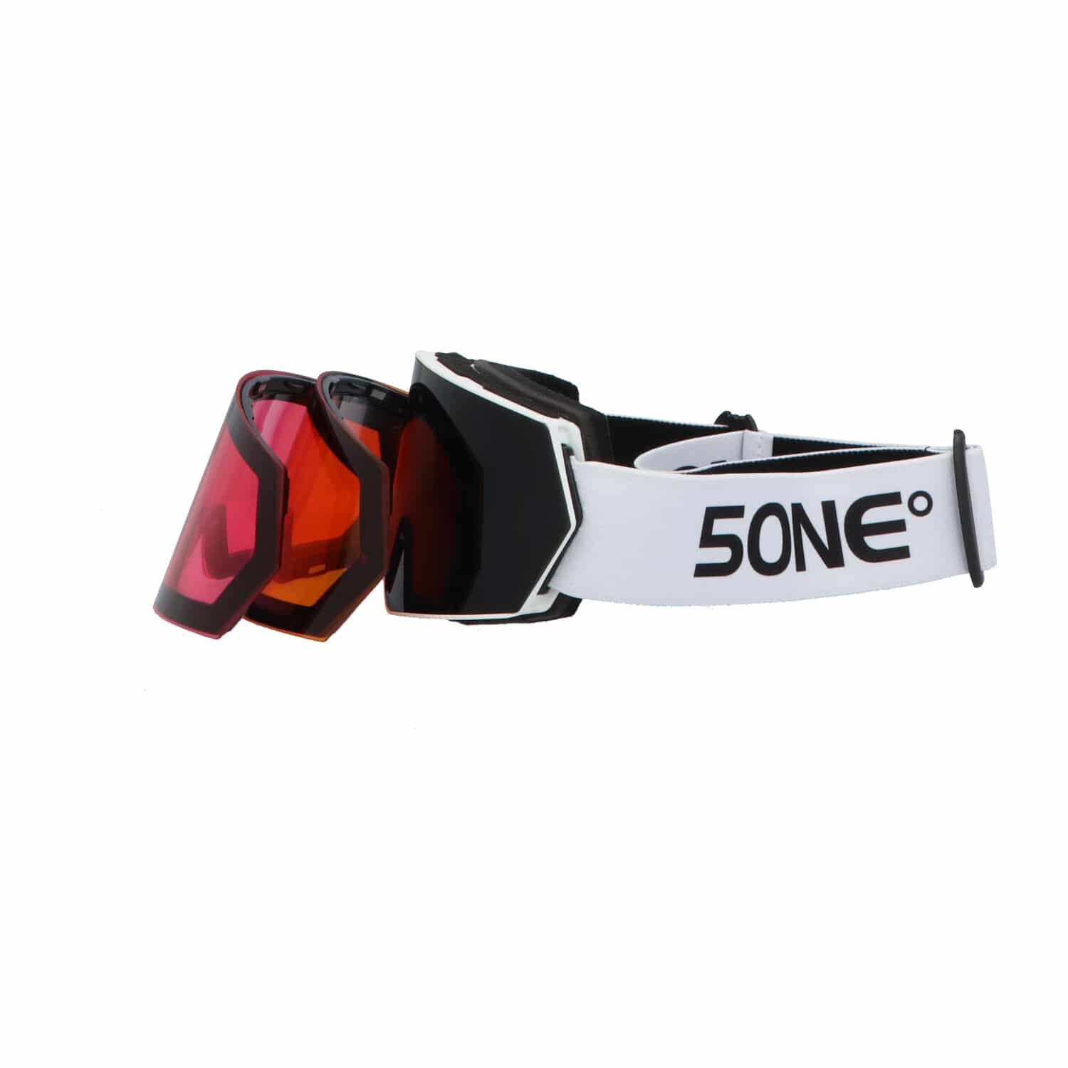 5one® Alpine 6 Black Medium Skibril met 3 lenzen - zwarte, oranje en roze lens