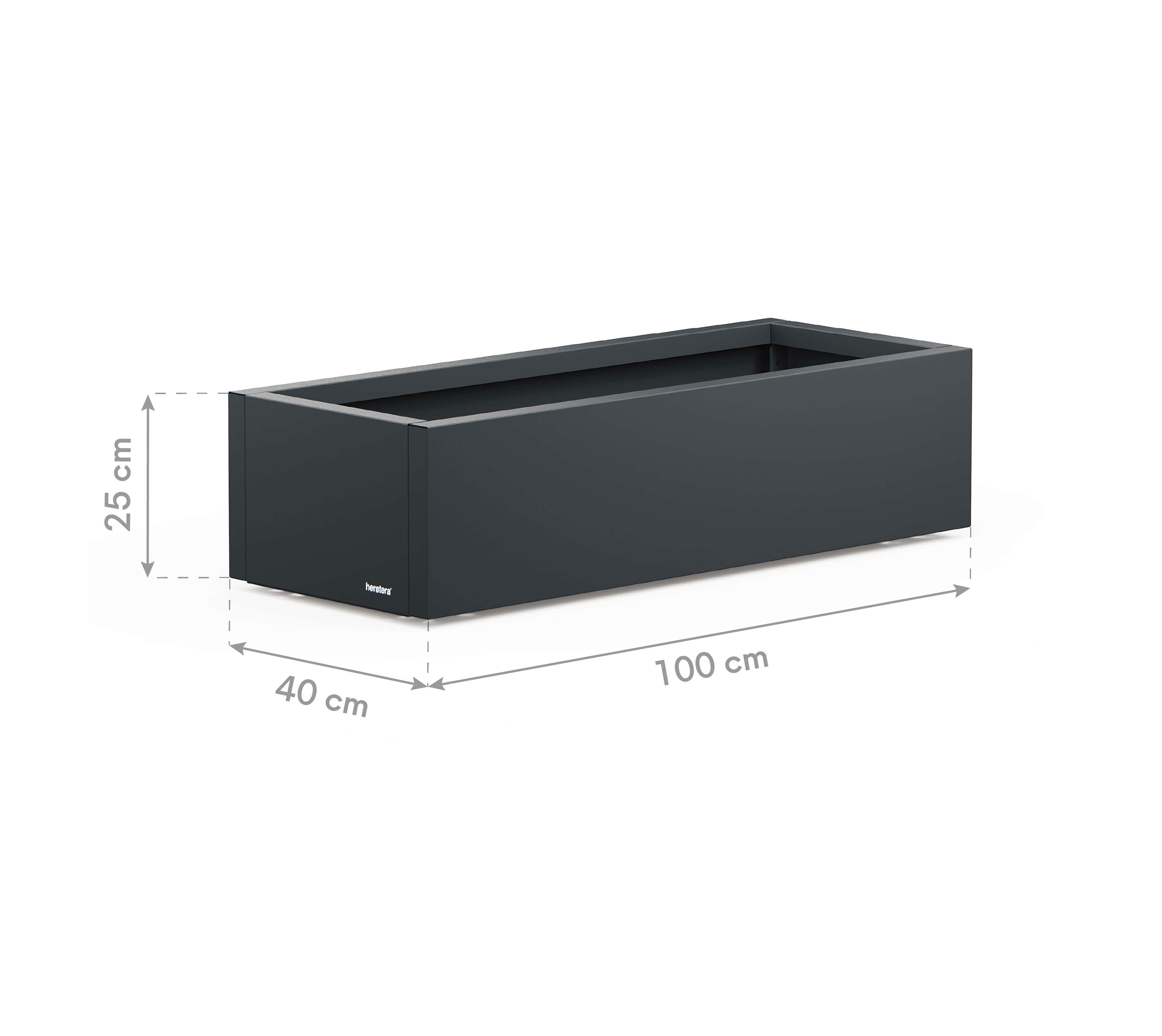 Herstera Garden XIC M - Metalen Plantenbak 100x40x25 cm - Antraciet