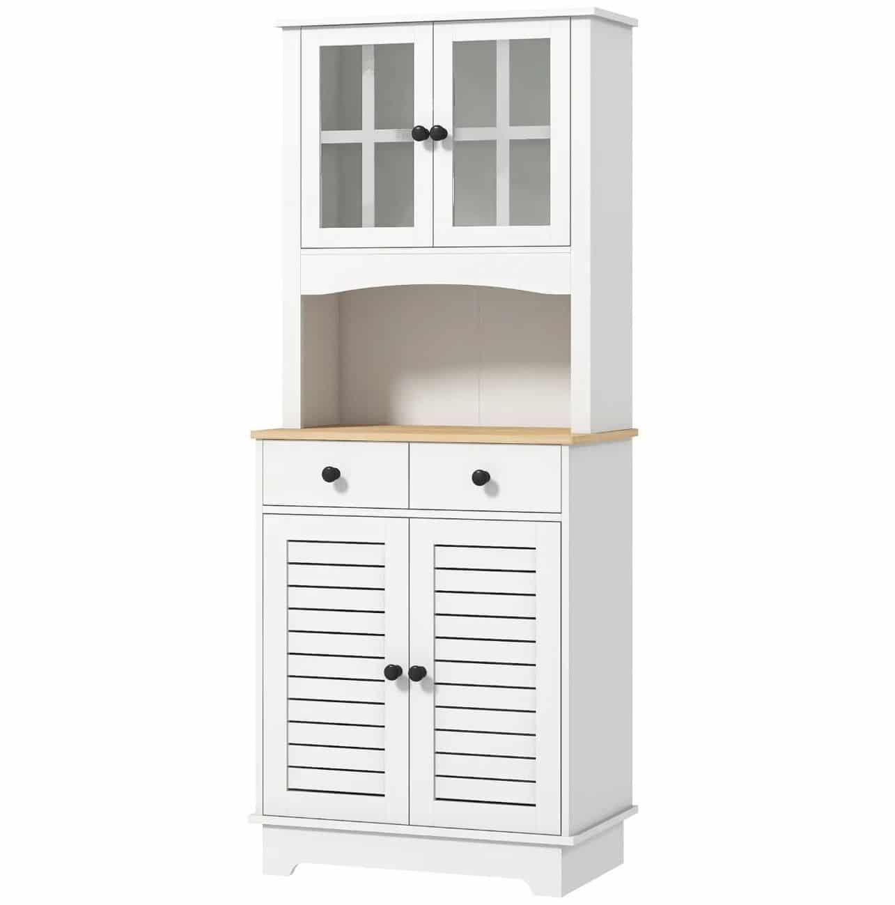 Klassieke Buffetkast Hoog met 2 matglas deuren 39x68x170 cm - Wit