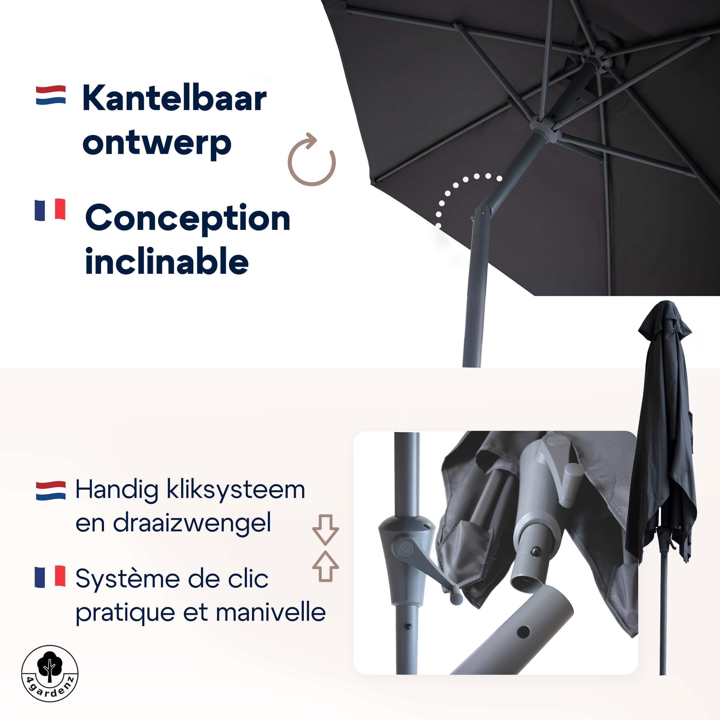 4gardenz® Parasol Rechthoek 150X250cm Kantelbaar - Balkonparasol - Grijs 4gardenz® Parasol Rechthoek 150X250cm Kantelbaar - Balkonparasol - Grijs