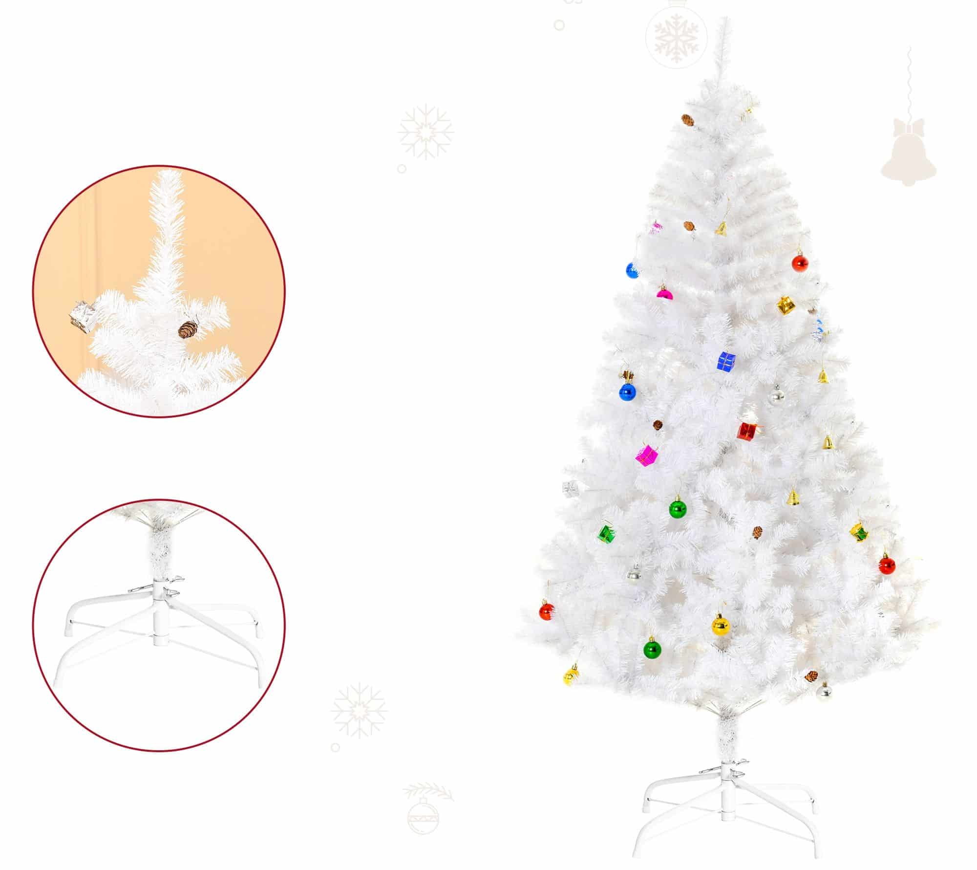 Witte Kunstkerstboom Kant-en-Klaar met decoratie Ø105cm - 180 cm - Wit