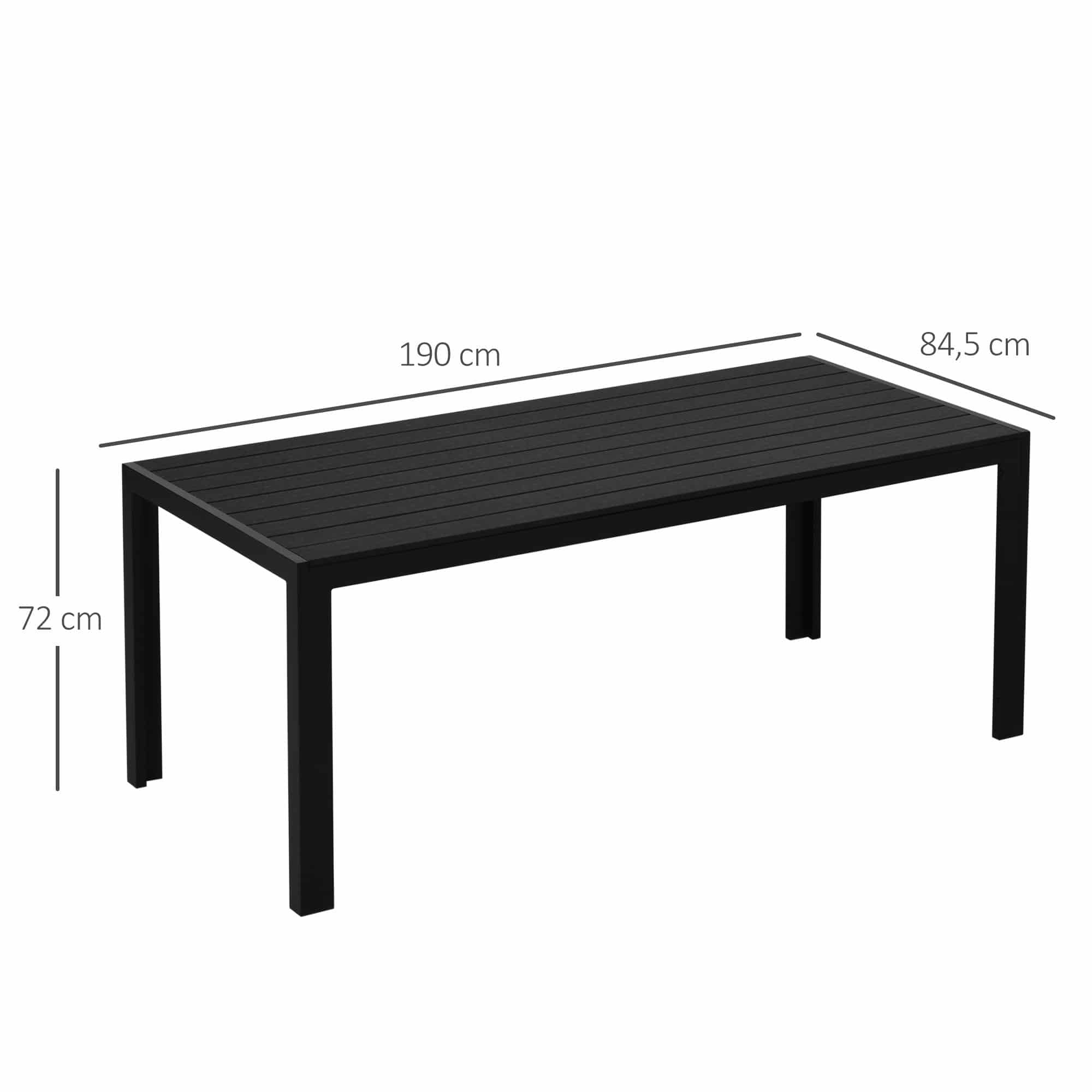 4goodz Tuintafel 6 Persoons Kunststof - Houtlook tafelblad - Zwart