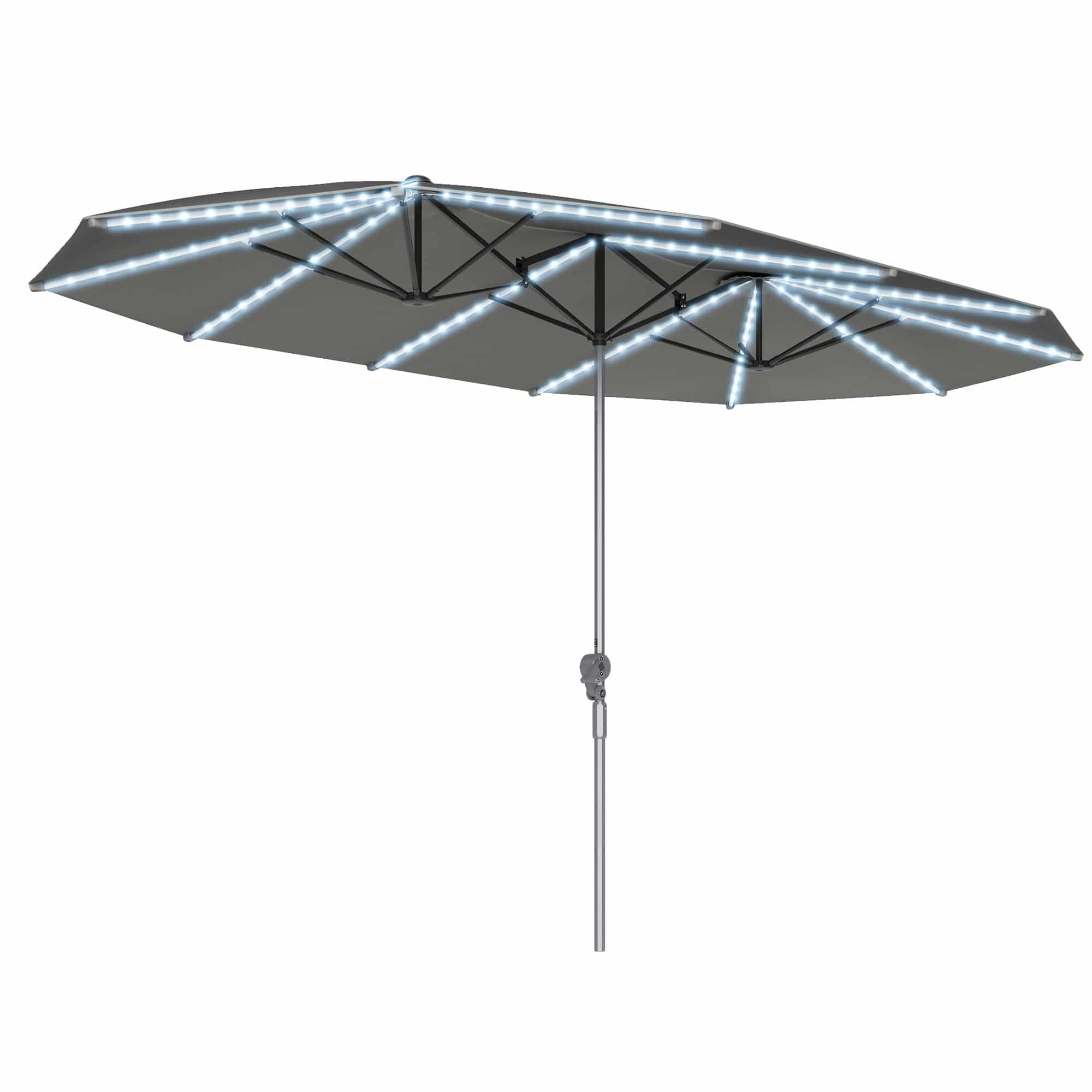 4goodz LED Duo-parasol XL 451x267 cm met LED verlichting - Grijs