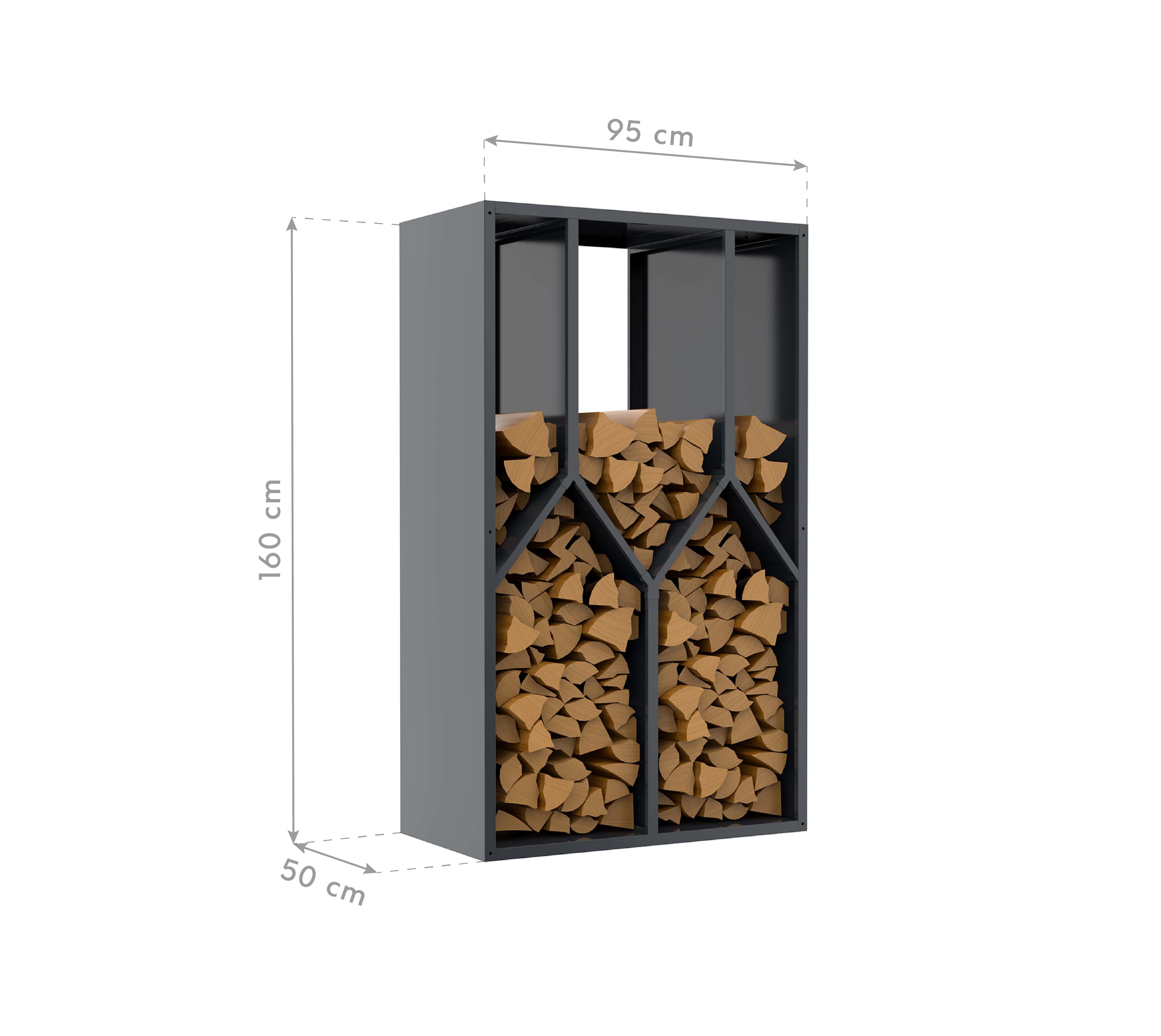 Westmann Castra B - Houtopslag Houtrek 95x50x160 cm - Antraciet