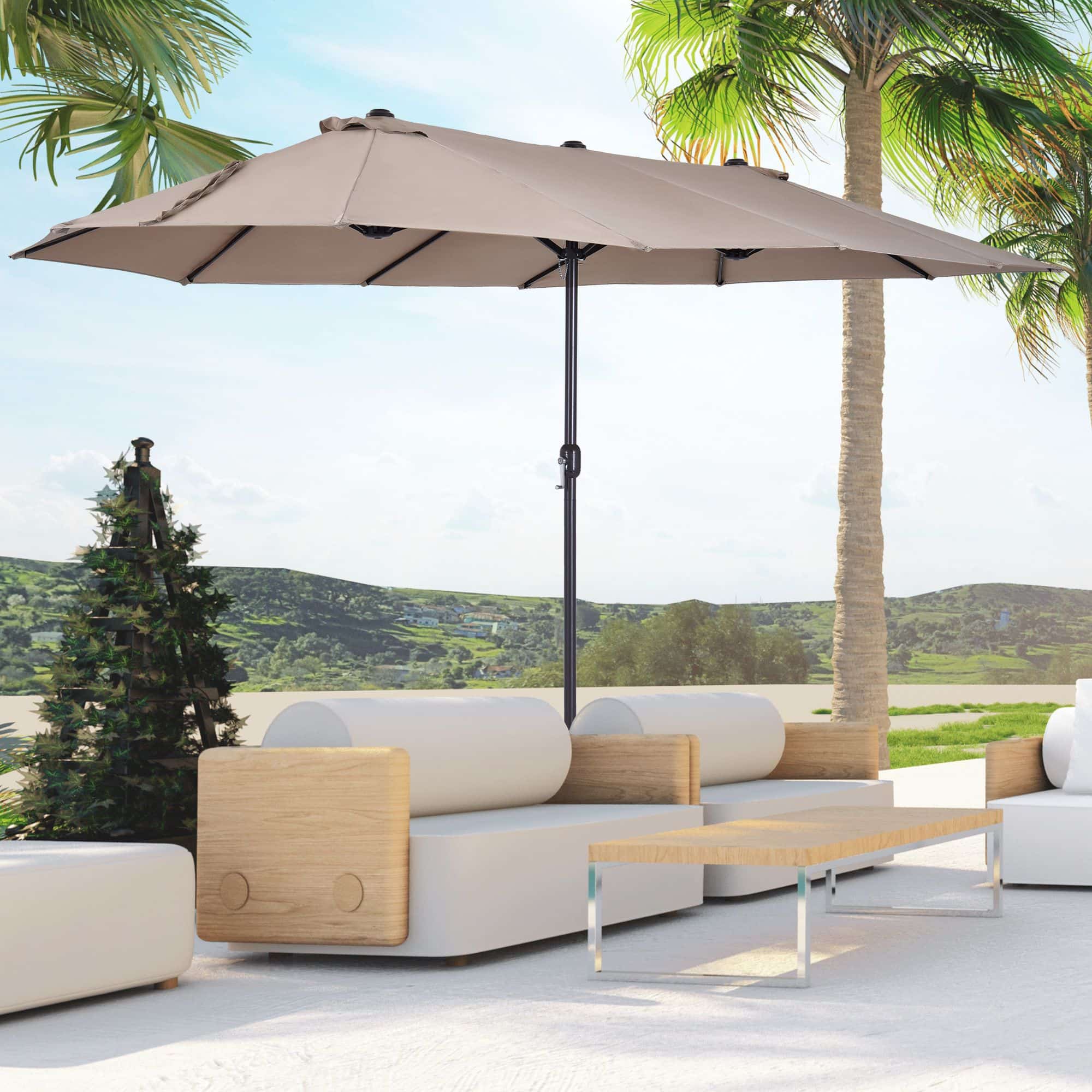 4goodz Duo-parasol 460x270 cm - brede XL Parasol - Bruin