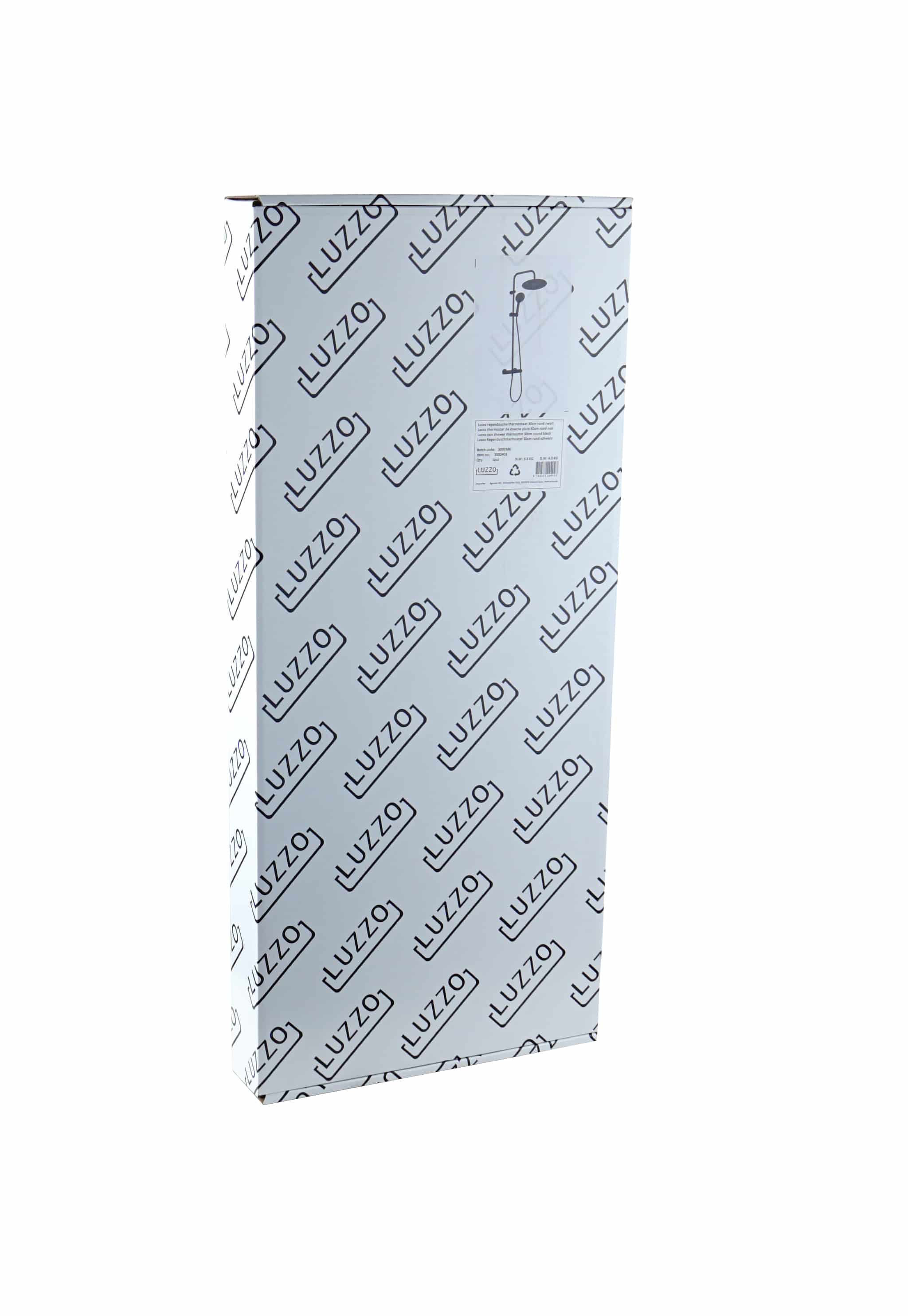 Luzzo® Douchekolom 20 cm Regendouche zonder kraan Vierkant - Zwart