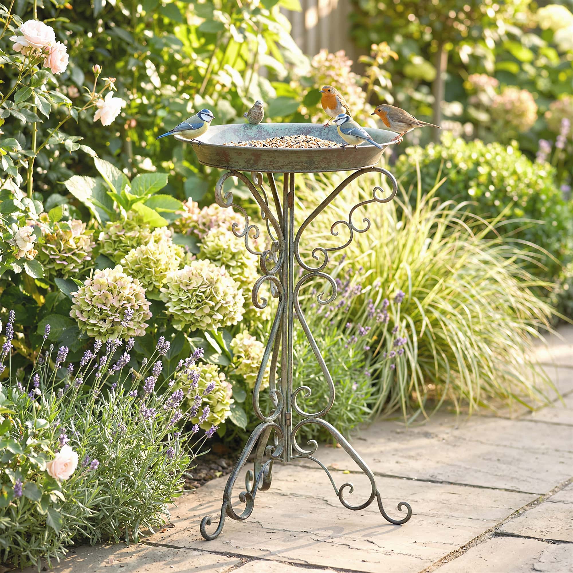 4goodz Vogelbad met Vogeldecoratie en Decoratieve Voet - Vintage Tuin Vogelbad Schaal met Sokkel