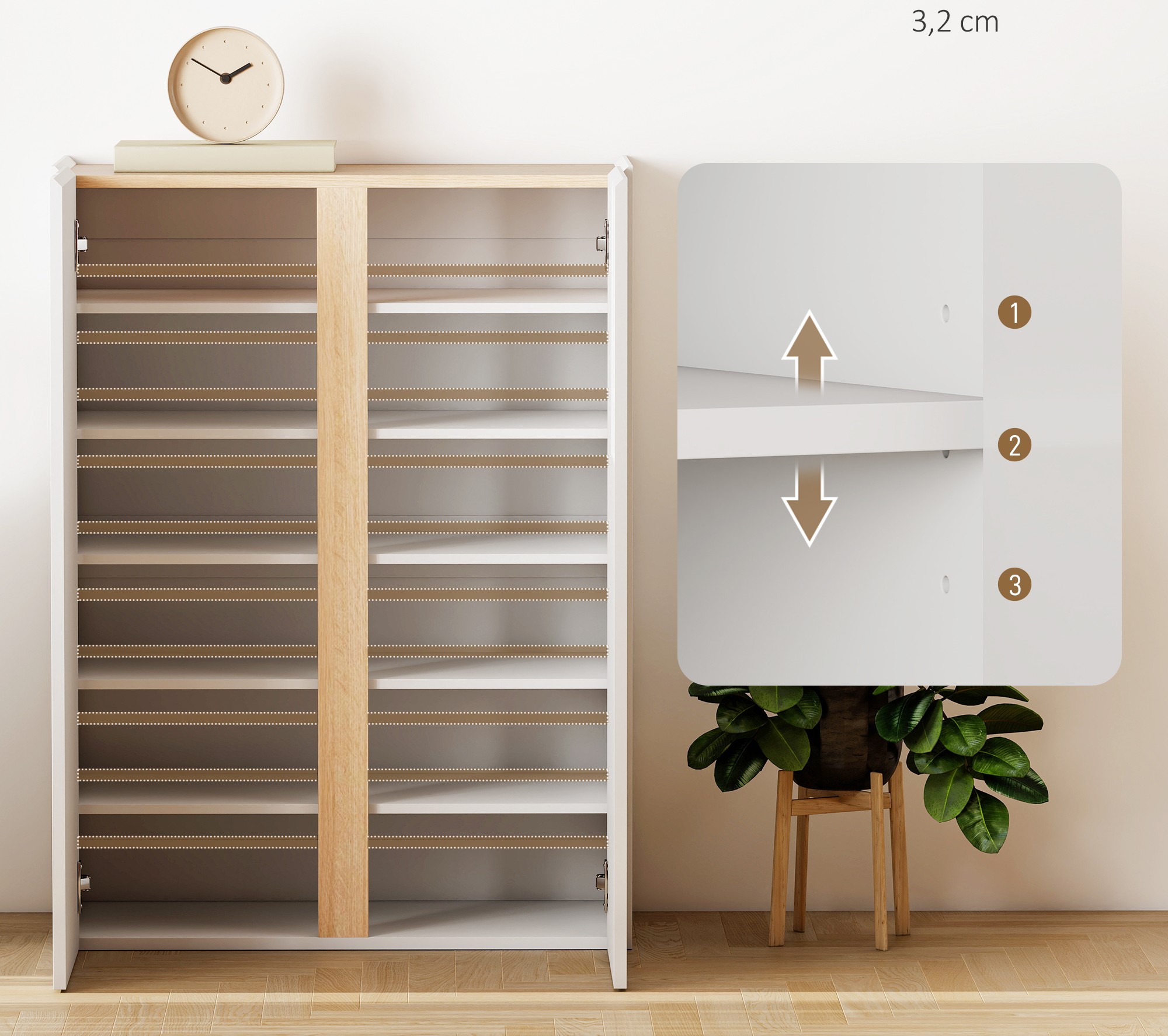 4goodz Schoenenkast voor 18 paar met Verstelbare planken - 33x70x95cm 4goodz Schoenenkast voor 18 paar met Verstelbare planken - 33x70x95cm