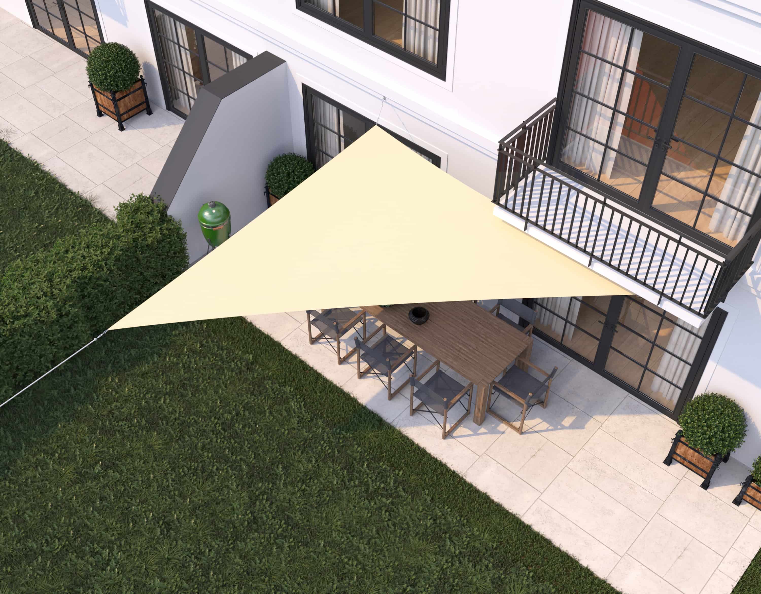 hanSe® Schaduwdoek Driehoek 90° Waterdoorlatend 3x4x5 m Zonnedoek Zand