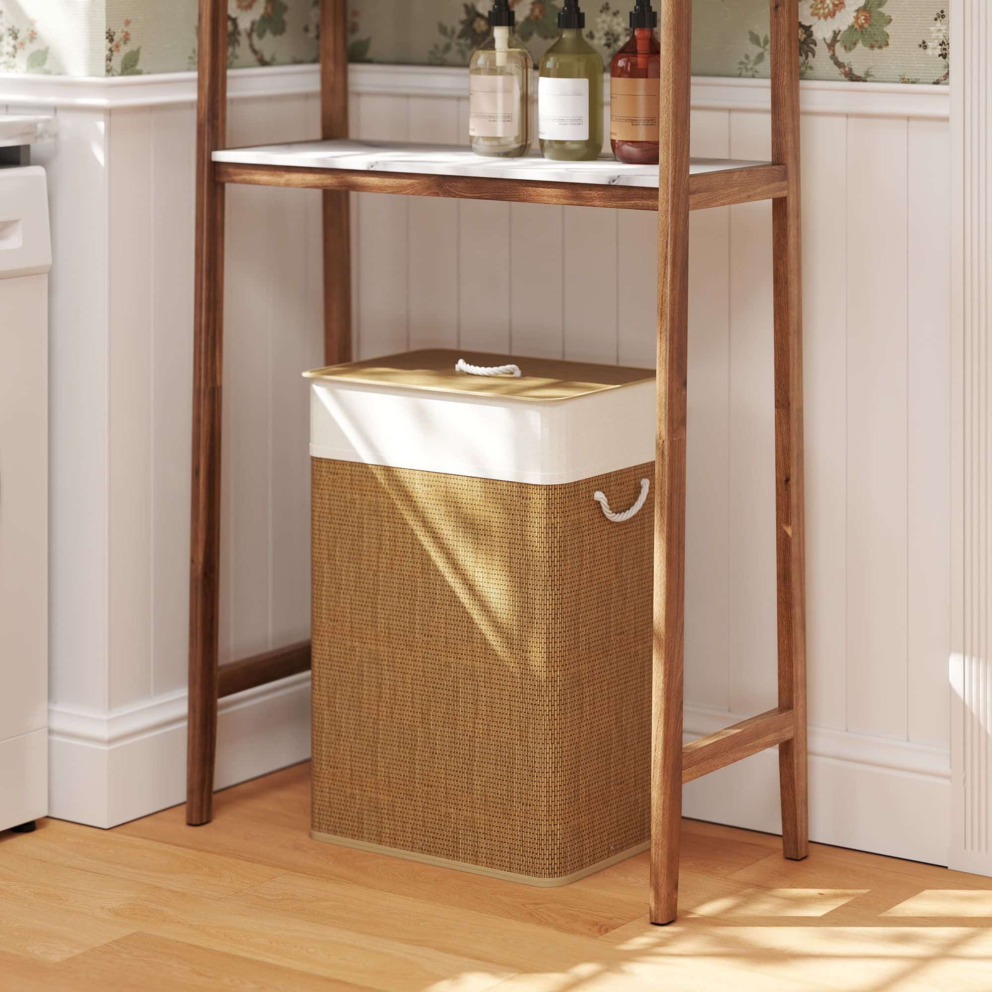 4goodz Wasmand Bamboe met Deksel 72 Liter - Bruin 4goodz Wasmand Bamboe met Deksel 72 Liter - Bruin