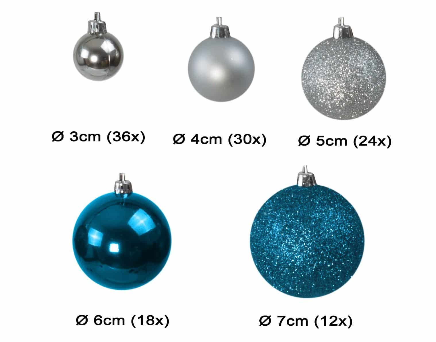 Kunststof Kerstballen set 120 ballen - binnen buiten - Blauw/Zilver