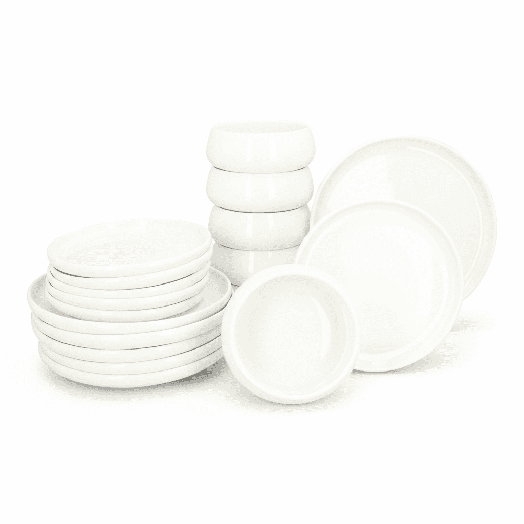 Serviesset Nora 18 delig - 6 persoons porselein servies - Wit