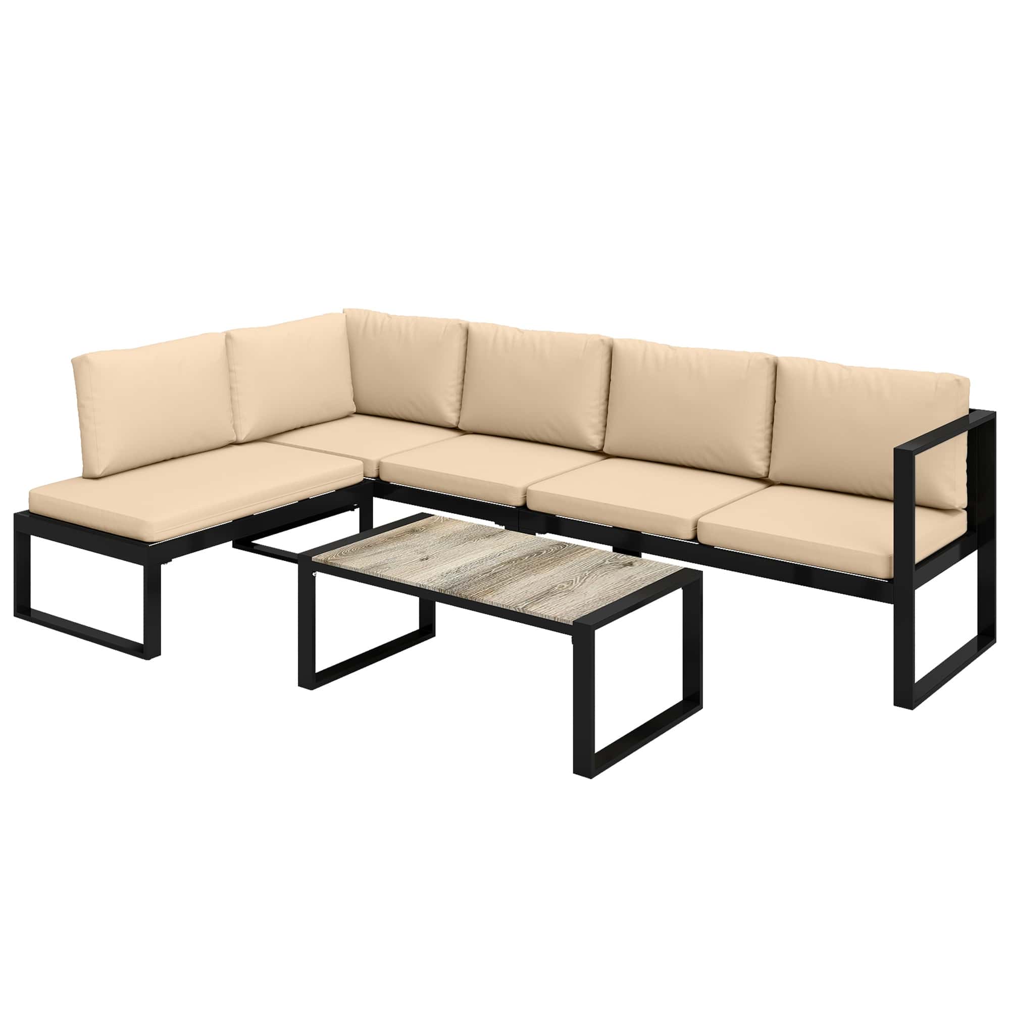 4goodz 4-5 persoons tuinloungeset met kussens en een salontafel - Khaki