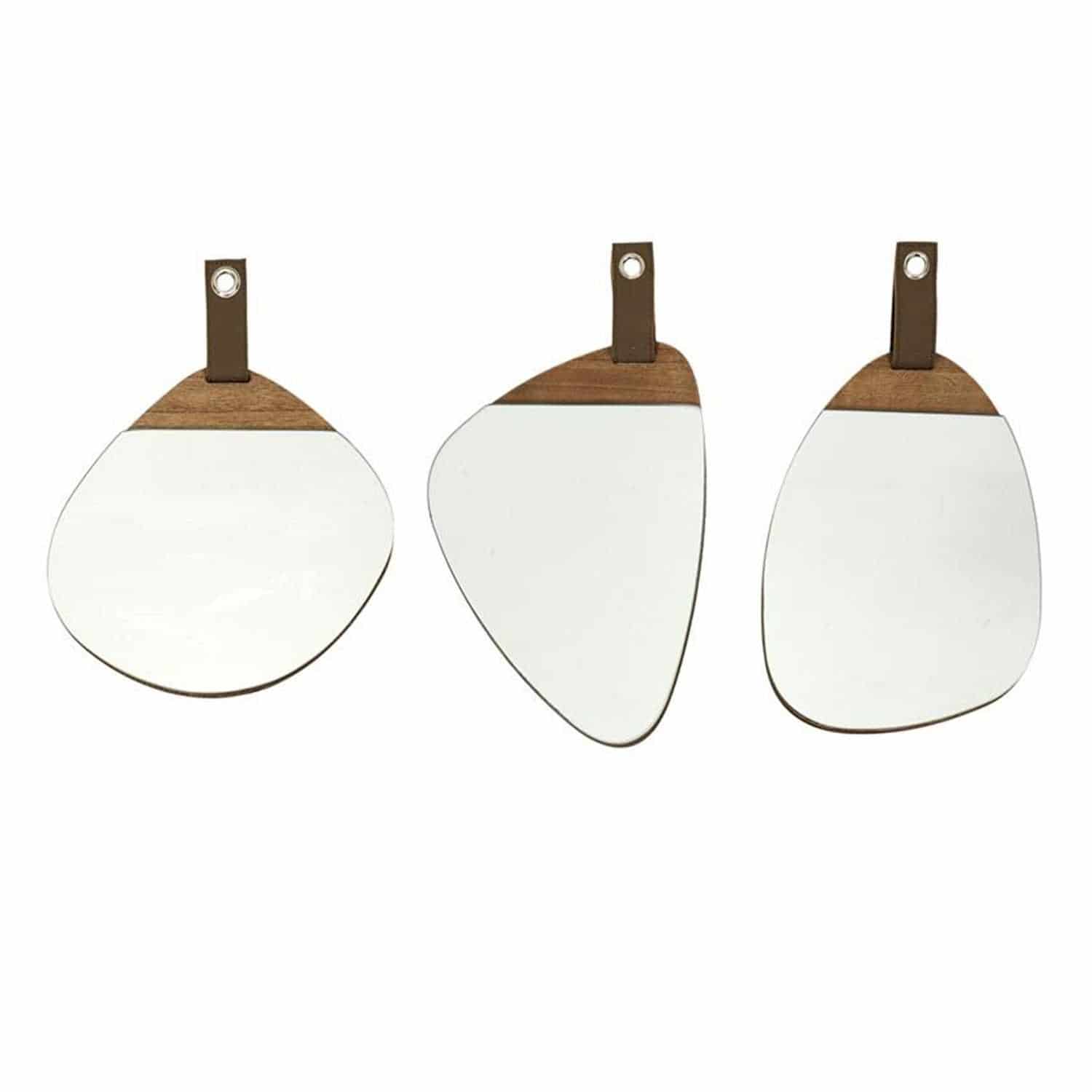 4goodz Set van 3 Spiegels in Organische Vorm ophangketting - Bruin