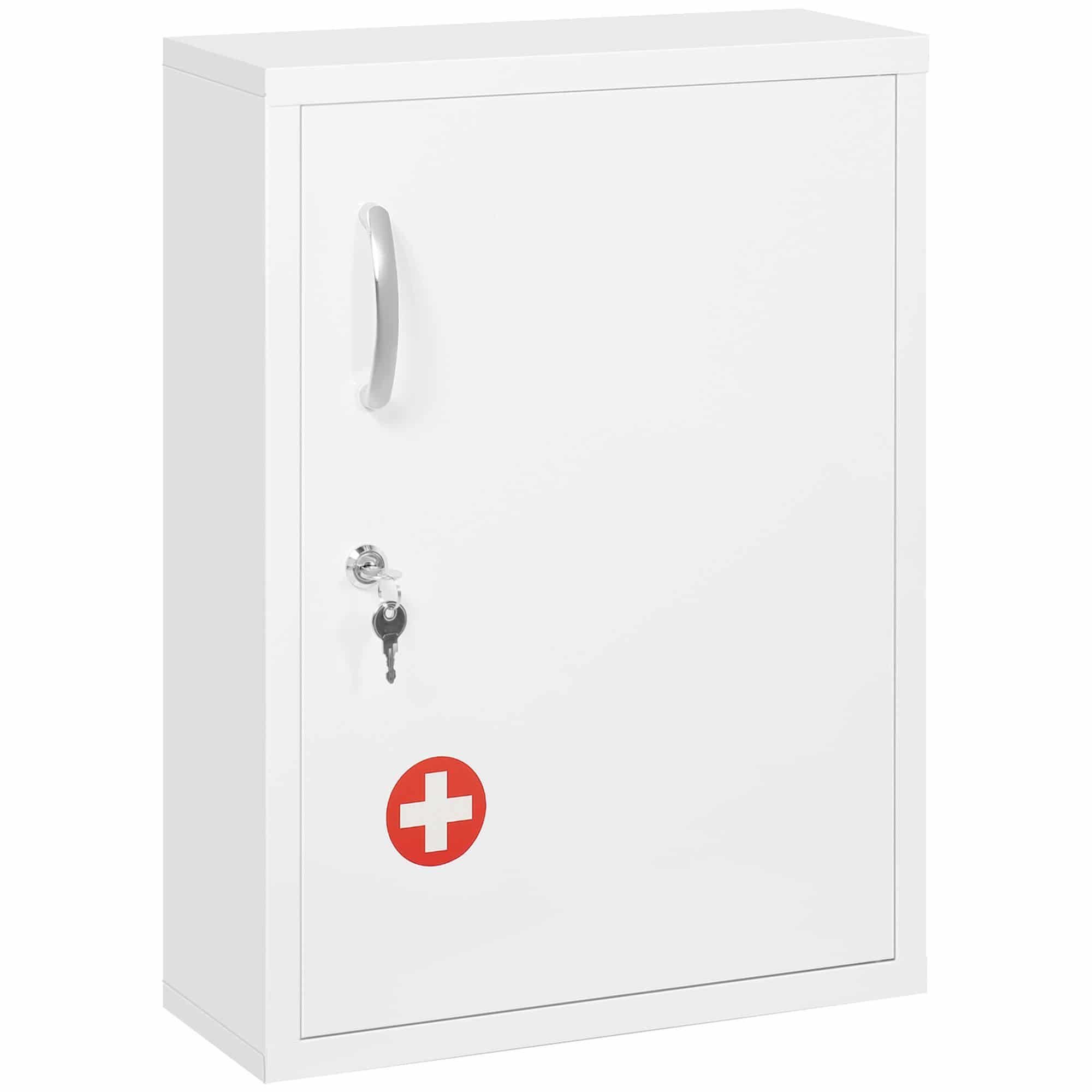 4goodz Medicijnkastje EHBO-kastje met slot RVS 15x40x53 cm - Wit