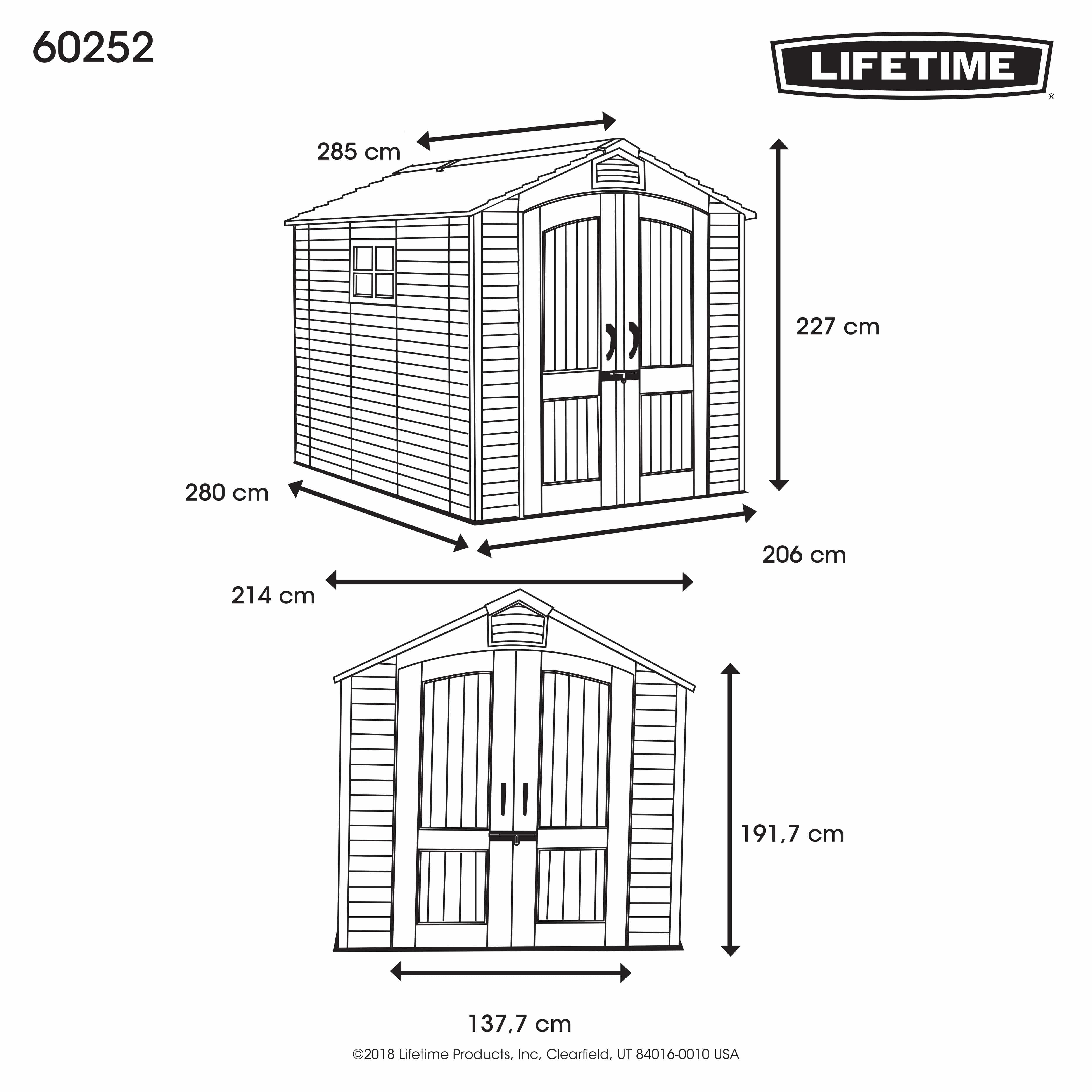 Lifetime® Kunststof Gereedschapsschuur Phoenix - 285x214x227cm Lifetime® Kunststof Gereedschapsschuur Phoenix - 285x214x227cm