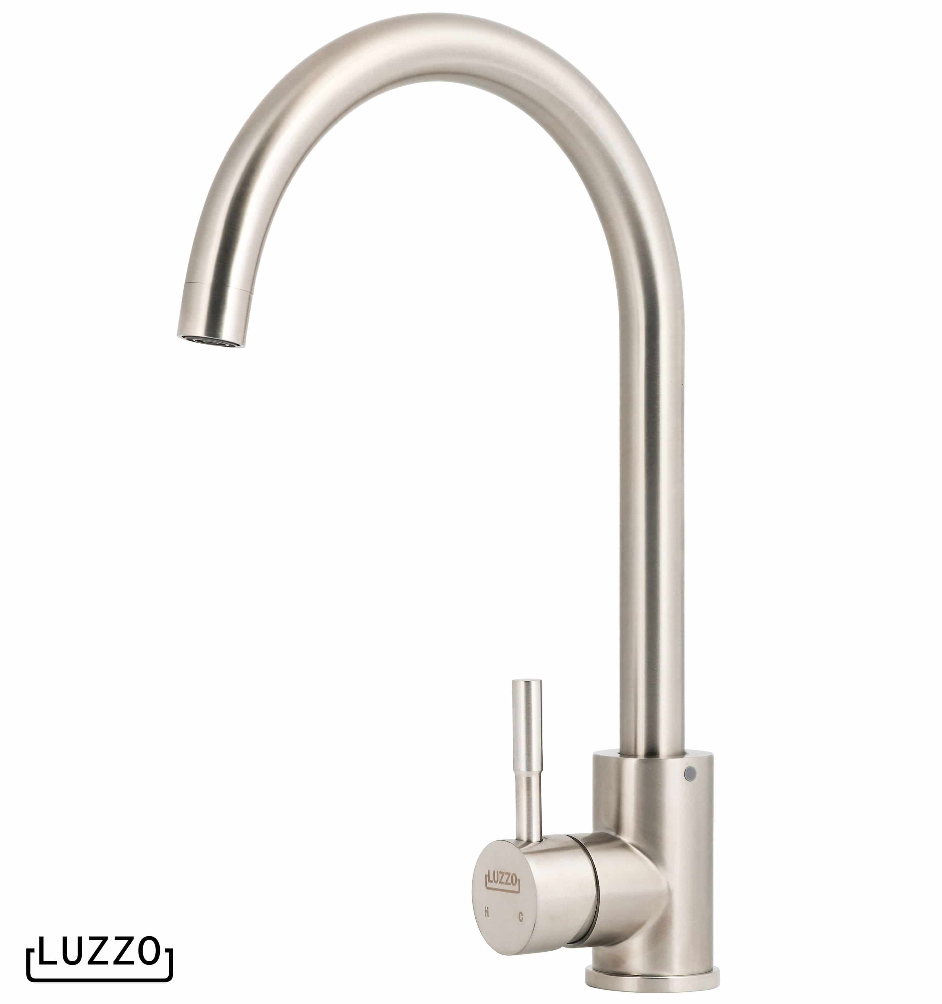 Luzzo® Lesina Keuken­ mengkraan Brushed Steel – hoog model ronde uitloop - 100% roest­vrij staal (RVS) - strak modern design