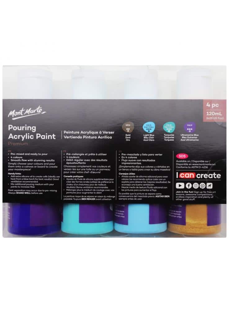 Mont Marte® Pouring Paint Golden Beach - set 4x giet acrylverf 120ML