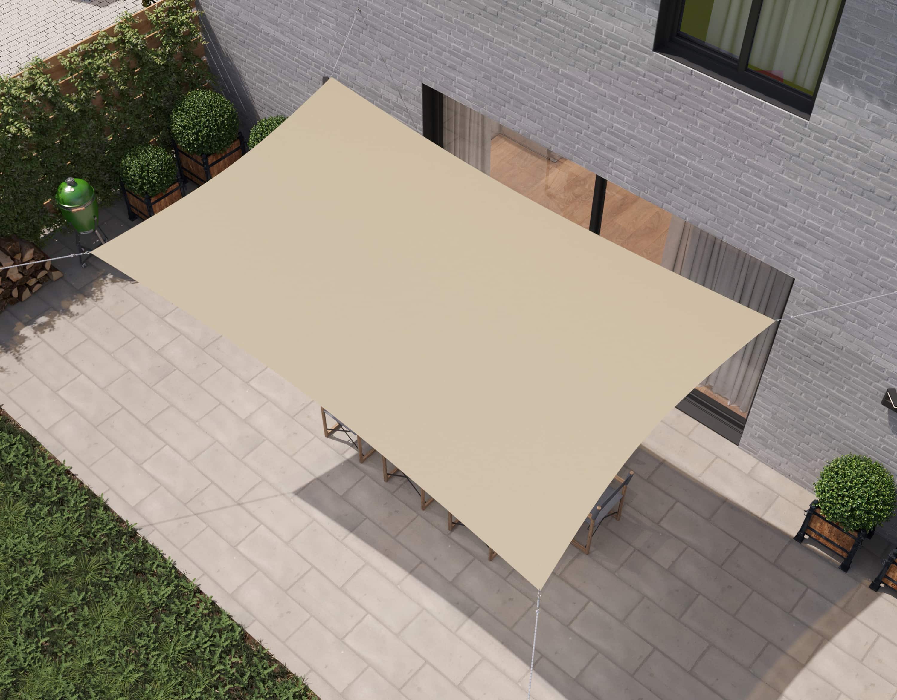hanSe® Schaduwdoek Rechthoek Waterafstotend 4x6 m Zonnedoek Creme